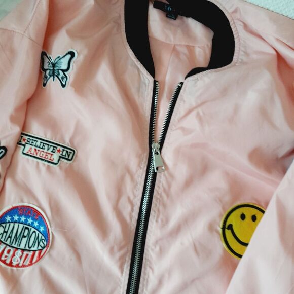 36.5 Long Bomber Jacket Patches Sporty Casual sz: S - Picture 5 of 10